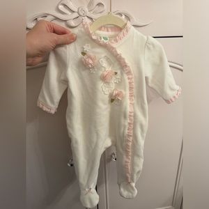 Little me Velour baby girls footie size 3 Months